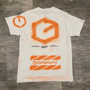 Compound Gallery opening tee, size Medium, white/orange